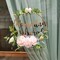 Artificial Pink Camellia Wreath Decorations for Front Door, Round Metal Hoop Floral Hanging Garland, for Wall Window Indoors Outdoor Farmhouse Decor